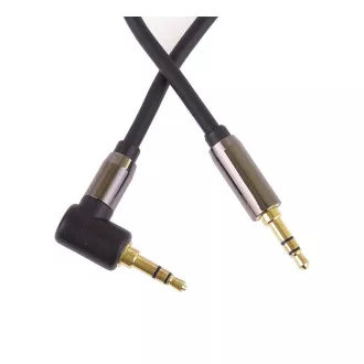 PremiumCord HQ ekranowany kabel stereo Jack 3,5 mm - Jack 3,5 mm zakrzywiony pod kątem 90°, 3 m