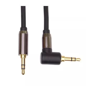 PremiumCord HQ ekranowany kabel stereo Jack 3,5 mm - Jack 3,5 mm zakrzywiony pod kątem 90°, 3 m