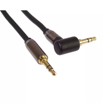 PremiumCord HQ ekranowany kabel stereo Jack 3,5 mm - Jack 3,5 mm zakrzywiony pod kątem 90°, 3 m