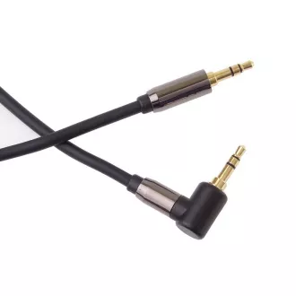 PremiumCord HQ ekranowany kabel stereo Jack 3,5 mm - Jack 3,5 mm zakrzywiony pod kątem 90°, 3 m