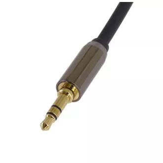 PremiumCord HQ ekranowany kabel stereo Jack 3,5 mm - Jack 3,5 mm zakrzywiony pod kątem 90°, 3 m