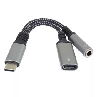 PremiumCord Reducer USB-C /3, 5mm jack z chipem DAC   USB-C do ładowania 13cm