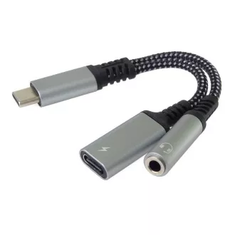 PremiumCord Reducer USB-C /3, 5mm jack z chipem DAC   USB-C do ładowania 13cm