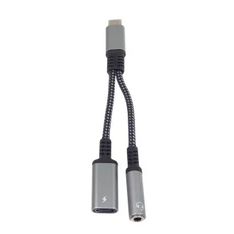 PremiumCord Reducer USB-C /3, 5mm jack z chipem DAC   USB-C do ładowania 13cm