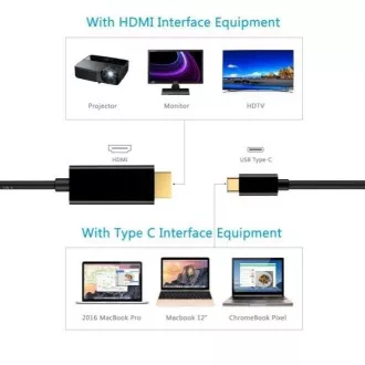 Kabel PremiumCord USB-C do HDMI 2m 4K*2K@60Hz FULL HD 1080p