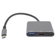 PremiumCord Adapter USB-C do HDMI   USB3.0   PD, rozdzielczość 4K i FULL HD 1080p