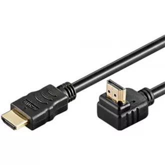 Kabel PremiumCord HDMI High Speed Ethernet, pozłacane zakrzywione złącze 270° 1m