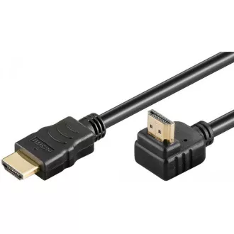 Kabel PremiumCord HDMI High Speed Ethernet, pozłacane zakrzywione złącze 270° 1m