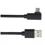PREMIUMCORD Kabel USB typ C/M zakrzywione złącze 90° - USB 3.0 A/M, 3m