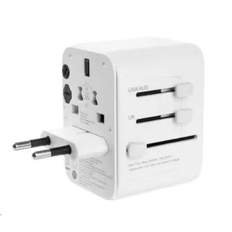 Adapter podróżny FIXED dla UE, UK i USA/AUS, 3x USB-C 2x USB A, GaN, PD 65W, biały Adapter podróżny FIXED dla UE, UK i USA/AUS, 3x USB-C 2x USB A, GaN, PD 65W, biały