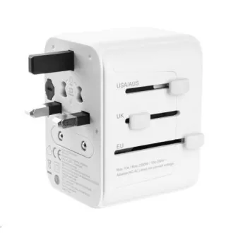 Adapter podróżny FIXED dla UE, UK i USA/AUS, 3x USB-C 2x USB A, GaN, PD 65W, biały Adapter podróżny FIXED dla UE, UK i USA/AUS, 3x USB-C 2x USB A, GaN, PD 65W, biały