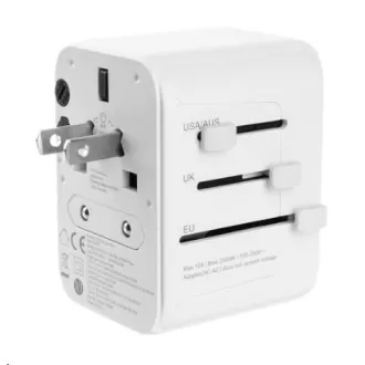 Adapter podróżny FIXED dla UE, UK i USA/AUS, 3x USB-C 2x USB A, GaN, PD 65W, biały Adapter podróżny FIXED dla UE, UK i USA/AUS, 3x USB-C 2x USB A, GaN, PD 65W, biały