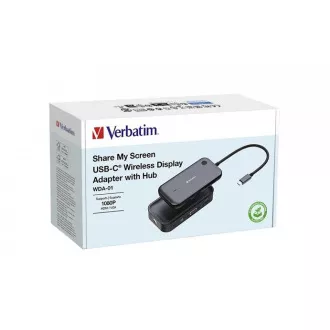 VERBATIM Display Adapter WDA-01 Share My Screen 1080P, hub USB-C