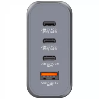 Ładowarka sieciowa VERBATIM GaN GNC-200, 200W, 3x USB-C, 1x USB Ładowarka sieciowa VERBATIM GaN GNC-200, 200W, 3x USB-C, 1x USB