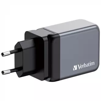 Ładowarka sieciowa VERBATIM GaN GNC-65, 65 W, 2x USB-C, 1x USB Ładowarka sieciowa VERBATIM GaN GNC-65, 65 W, 2x USB-C, 1x USB