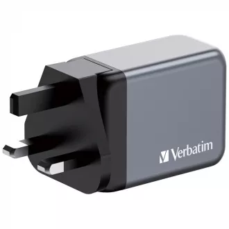 Ładowarka sieciowa VERBATIM GaN GNC-65, 65 W, 2x USB-C, 1x USB Ładowarka sieciowa VERBATIM GaN GNC-65, 65 W, 2x USB-C, 1x USB