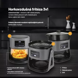 Lauben Glass&Grill Air Fryer 3in1 5500BG - frytownica na gorące powietrze