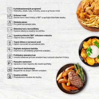 Lauben Glass&Grill Air Fryer 3in1 5500BG - frytownica na gorące powietrze