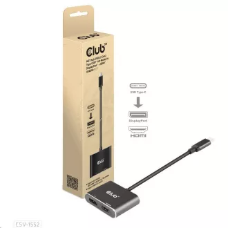 Hub Club3D MST (Multi Stream Transport) USB3.2 Gen2 Type-C (DP Alt-Mode) do DisplayPort   HDMI 4K60Hz (M/F)
