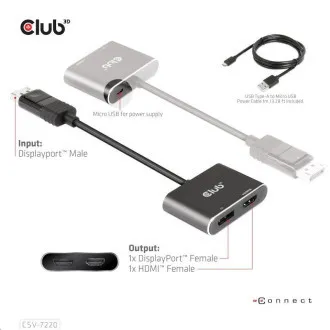 Club3D Hub MST (Multi Stream Transport) DisplayPort 1.4 do DisplayPort HDMI 4K60Hz (M/F) Club3D Hub MST (Multi Stream Transport) DisplayPort 1.4 do DisplayPort HDMI 4K60Hz (M/F)