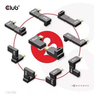 Zestaw 2 adapterów kątowych Club3D USB-C Gen2, 4K120Hz, 240W, (M/F)