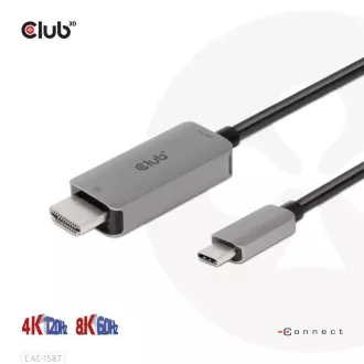 Kabel Club3D USB-C do HDMI, 4K120Hz 8K60Hz HDR10 z DSC1.2, aktywny kabel, M/M, 3m