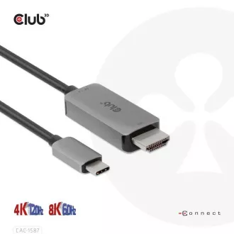 Kabel Club3D USB-C do HDMI, 4K120Hz 8K60Hz HDR10 z DSC1.2, aktywny kabel, M/M, 3m
