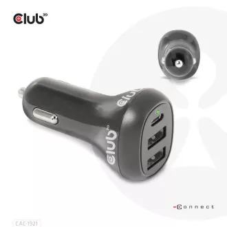 Ładowarka samochodowa Club3D do laptopów 36 W, 3 porty (2xUSB-A   USB-C)