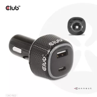 Ładowarka samochodowa Club3D do laptopów 63 W, 2 porty (USB-A   USB-C)