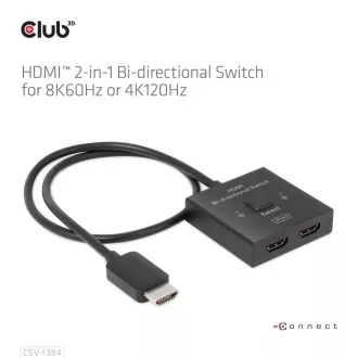 Przełącznik Club3D, HDMI na 2xHDMI odwracalny 2w1, 8K60Hz, 4K120Hz