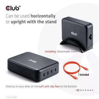 Ładowarka podróżna Club3D 240 W w technologii GaN, 4xUSB-C, obsługa PPS   PD 3.1