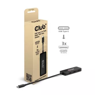 Club3D Hub MST USB-C do 3xHDMI, pojedynczy: 8K30Hz, potrójny: 4K60Hz