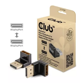 Adapter Club3D DisplayPort do DisplayPort 1.4, 4K120Hz, 8K30Hz, 90°