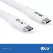Kabel Club3D USB-C 4.0, 20 Gb/s, 4K60 Hz, PD 240 W, 2 m, biały
