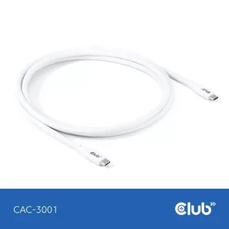 Kabel Club3D USB-C 4.0, 20 Gb/s, 4K60 Hz, PD 240 W, 2 m, biały