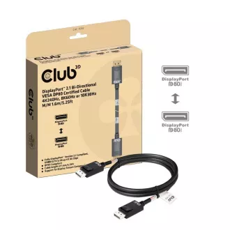 Kabel Club3D DisplayPort 2.1 do DisplayPort 2.1, VESA DP80, 4K240Hz/8K60Hz/10K60Hz (M/M), 1,6 m, czarny