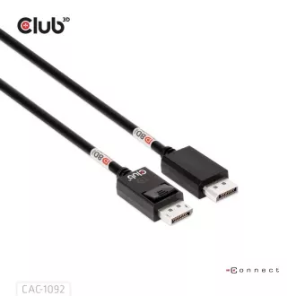 Kabel Club3D DisplayPort 2.1 do DisplayPort 2.1, VESA DP80, 4K240Hz/8K60Hz/10K60Hz (M/M), 1,6 m, czarny
