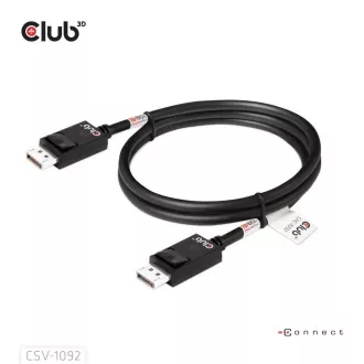Kabel Club3D DisplayPort 2.1 do DisplayPort 2.1, VESA DP80, 4K240Hz/8K60Hz/10K60Hz (M/M), 1,6 m, czarny