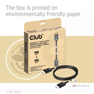 Kabel Club3D DisplayPort 2.1 do DisplayPort 2.1, VESA DP80, 4K240Hz/8K60Hz/10K60Hz (M/M), 1,6 m, czarny