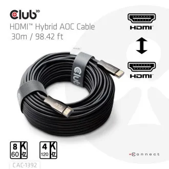 Club3D Aktywny hybrydowy kabel optyczny HDMI 2.1 8K 60 Hz/4K 120 Hz, (M/M), 30 m Club3D Aktywny hybrydowy kabel optyczny HDMI 2.1 8K 60 Hz/4K 120 Hz, (M/M), 30 m