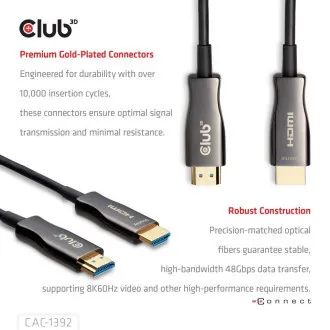 Club3D Aktywny hybrydowy kabel optyczny HDMI 2.1 8K 60 Hz/4K 120 Hz, (M/M), 30 m Club3D Aktywny hybrydowy kabel optyczny HDMI 2.1 8K 60 Hz/4K 120 Hz, (M/M), 30 m
