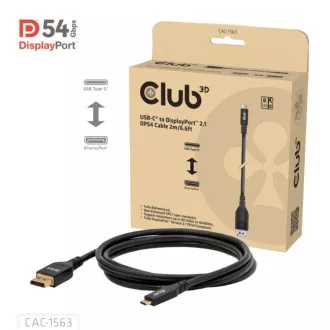 Dwukierunkowy kabel Club3D USB-C do DisplayPort 2.1 DP54, 8K120Hz, 4K480Hz, 2m Dwukierunkowy kabel Club3D USB-C do DisplayPort 2.1 DP54, 8K120Hz, 4K480Hz, 2m