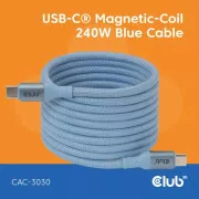 Magnetyczny kabel USB-C Club3D, 240 W PD3.1, 480 Mb/s, 2 m, niebieski