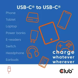 Magnetyczny kabel USB-C Club3D, 240 W PD3.1, 480 Mb/s, 2 m, różowy