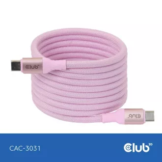 Magnetyczny kabel USB-C Club3D, 240 W PD3.1, 480 Mb/s, 2 m, różowy