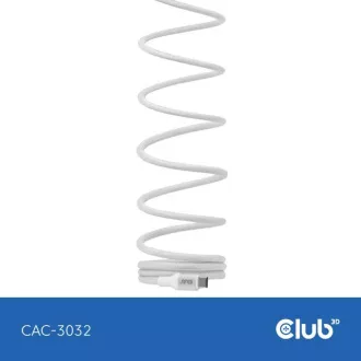 Magnetyczny kabel USB-C Club3D, 240 W PD3.1, 480 Mb/s, 2 m, biały Magnetyczny kabel USB-C Club3D, 240 W PD3.1, 480 Mb/s, 2 m, biały