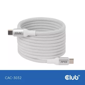 Magnetyczny kabel USB-C Club3D, 240 W PD3.1, 480 Mb/s, 2 m, biały Magnetyczny kabel USB-C Club3D, 240 W PD3.1, 480 Mb/s, 2 m, biały