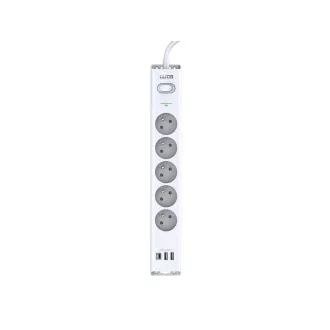 WG - Ochrona przeciwprzepięciowa 5 gniazd 2x USB-A 1x USB-C, kabel 1, 5 metra, biały WG - Ochrona przeciwprzepięciowa 5 gniazd 2x USB-A 1x USB-C, kabel 1, 5 metra, biały