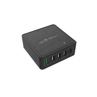 WG - Ładowarka sieciowa 5x USB 60W, 1x USB-A QC 3.0   3x USB-A Smart IC   1x USB-C PD, czarna