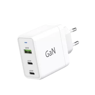 WG - Ładowarka sieciowa GaN 3x USB, 1x USB-A 30W   2x USB-C 65W, biała